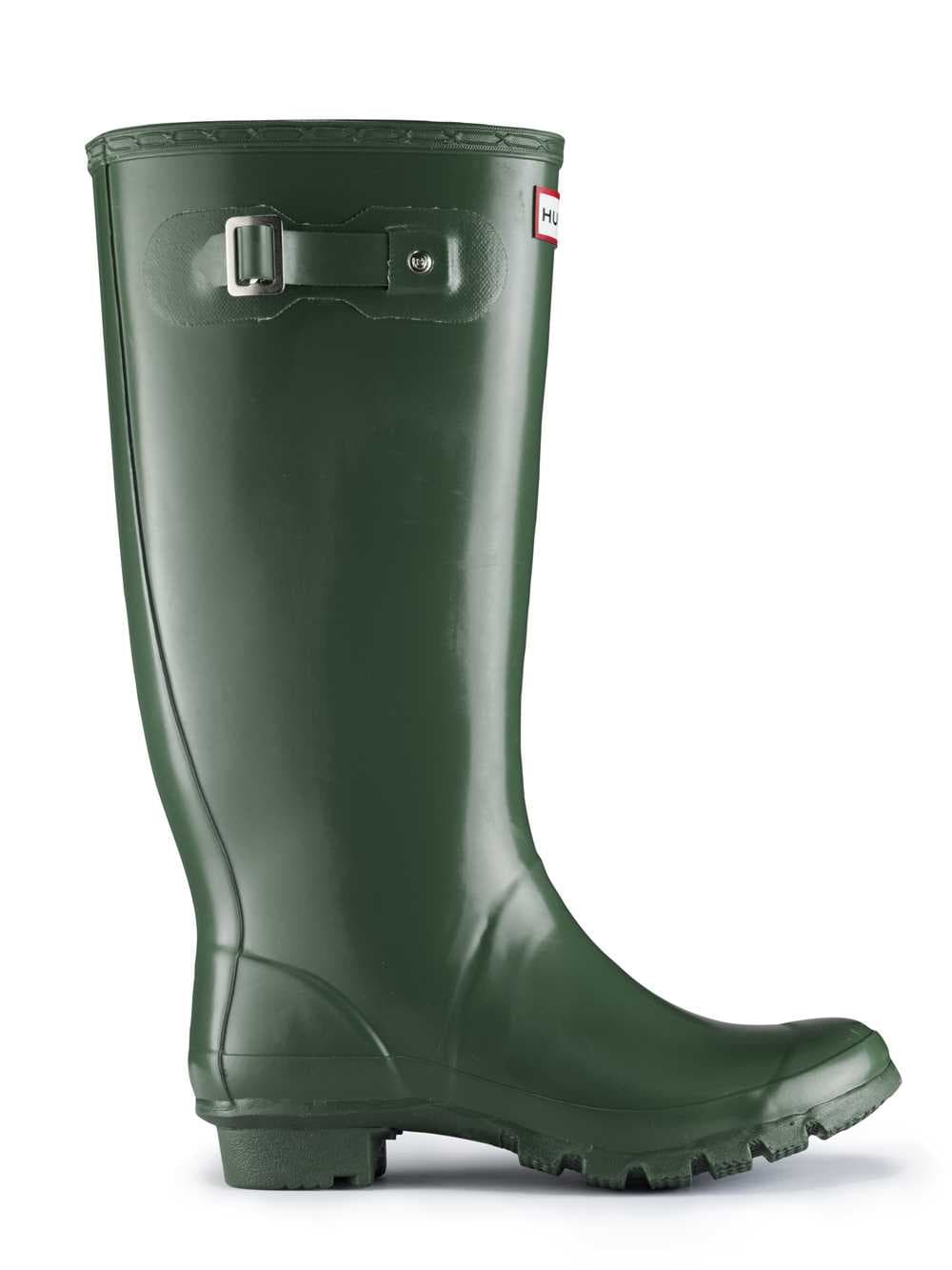 Hunter Huntress Tall Original Wide Calf Wellington Boots in Green