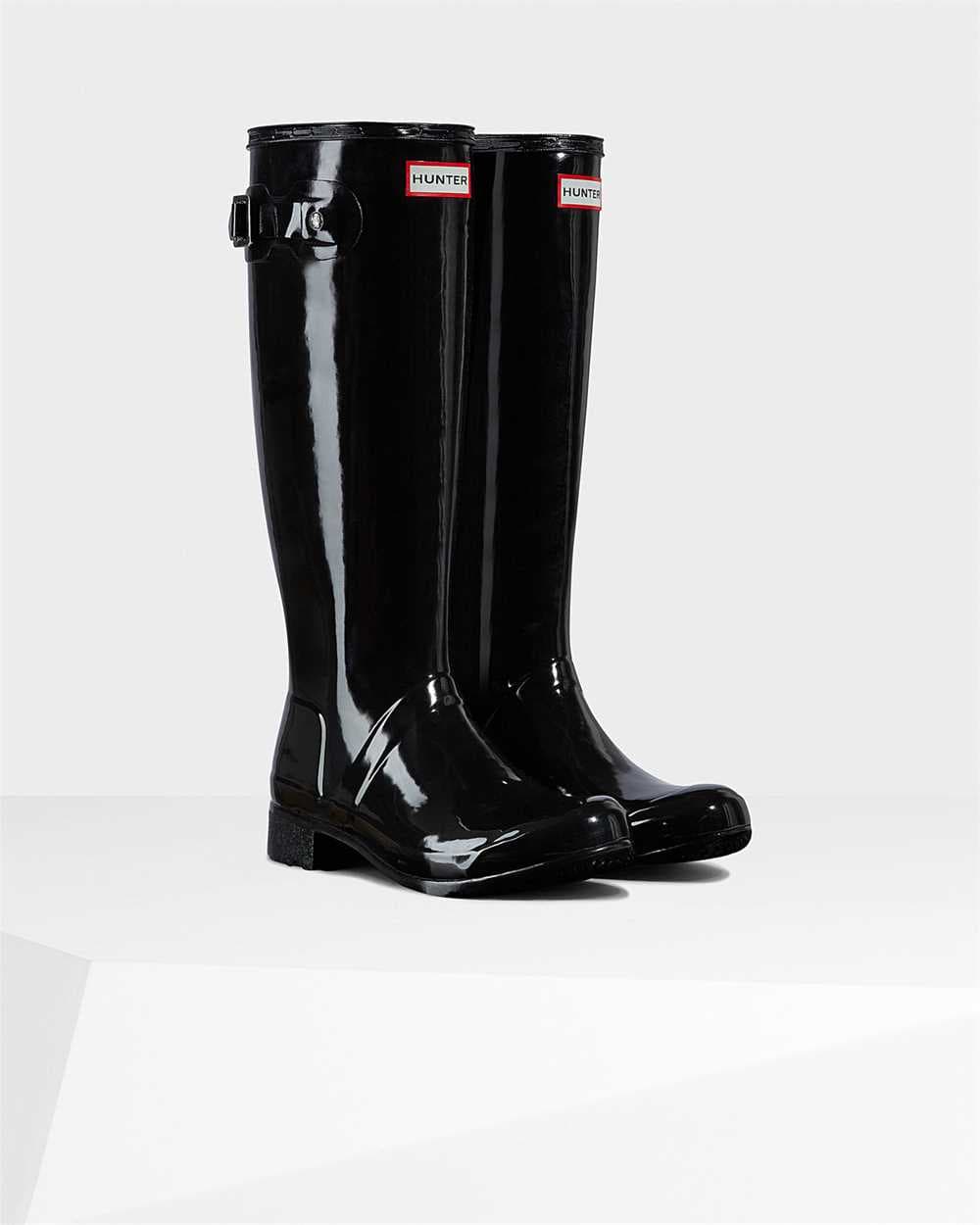 Hunter Original Tall Women's Gloss Tour Foldable Wellies, view 3