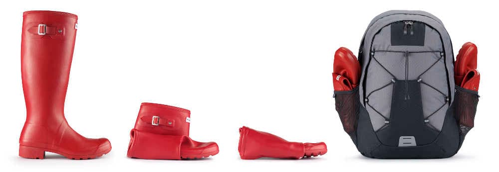 Hunter Original Tour Foldable Wellies in Matt Red, view 3