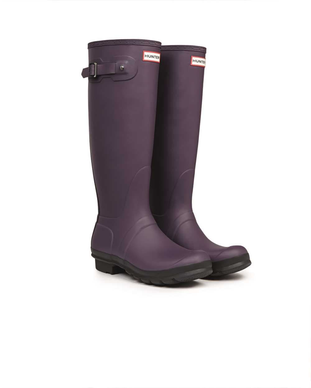 Hunter Tall Original Two Tone Dark Plum Wellington Boots, view 2