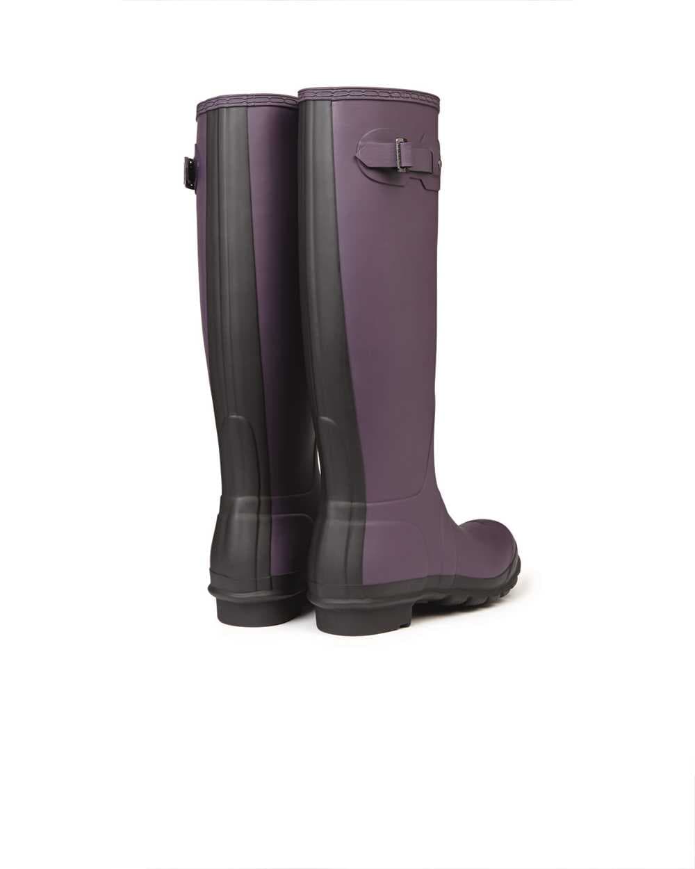 Hunter Tall Original Two Tone Dark Plum Wellington Boots, view 3