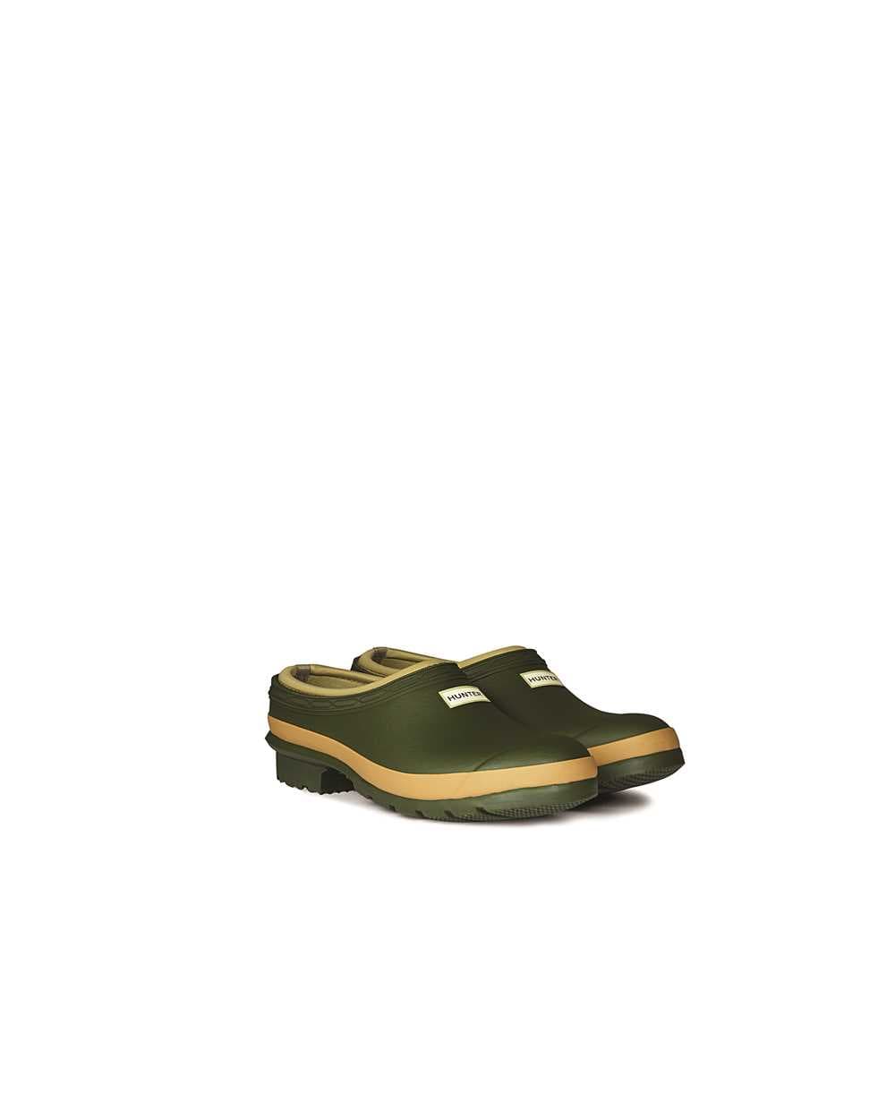 Hunter Womens Gardening Clogs - Neoprene lined for Warmth in Green, view 2
