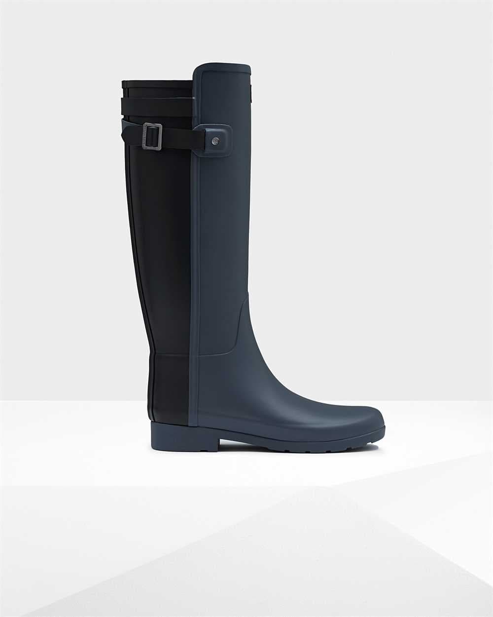 Hunter Women's Original Refined Backstrap Dark Slate Black Wellington Boots