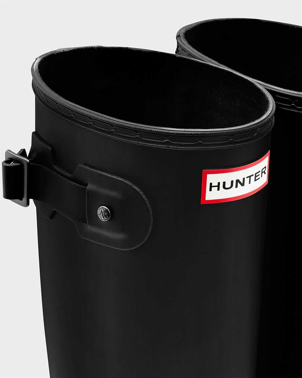 Hunter Women's Original Tall Slim Wellington Boots Low Wedge Sole in Black, view 5