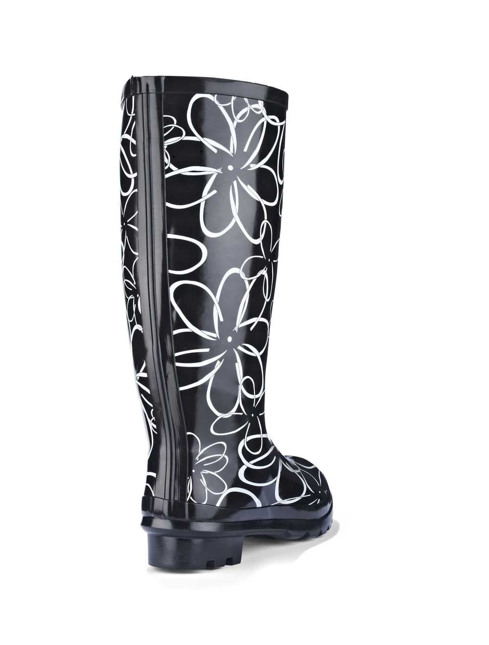 Miss Floral Black and White (wide calf), view 2