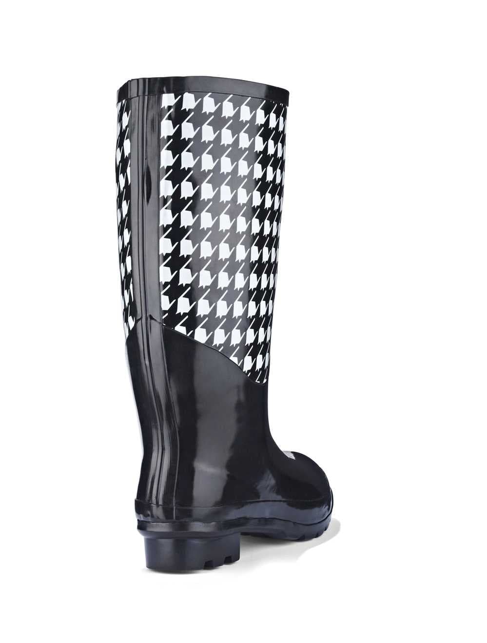 Miss Retro Black and White Wellies (wide calf), view 2