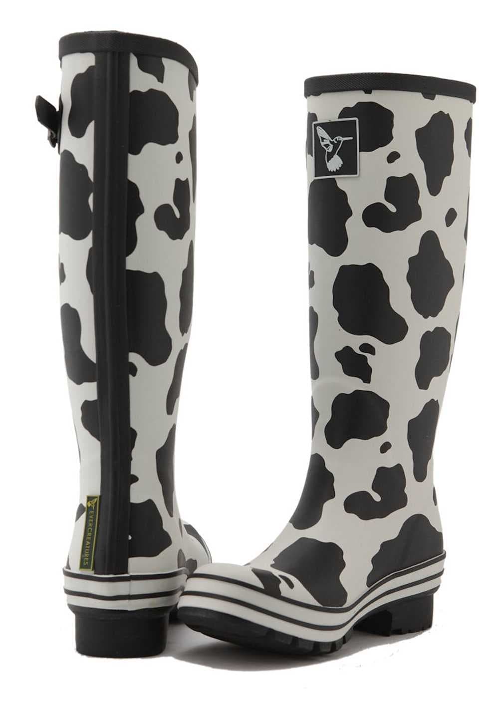Evercreatures Cow Print Wellington Boots, view 4