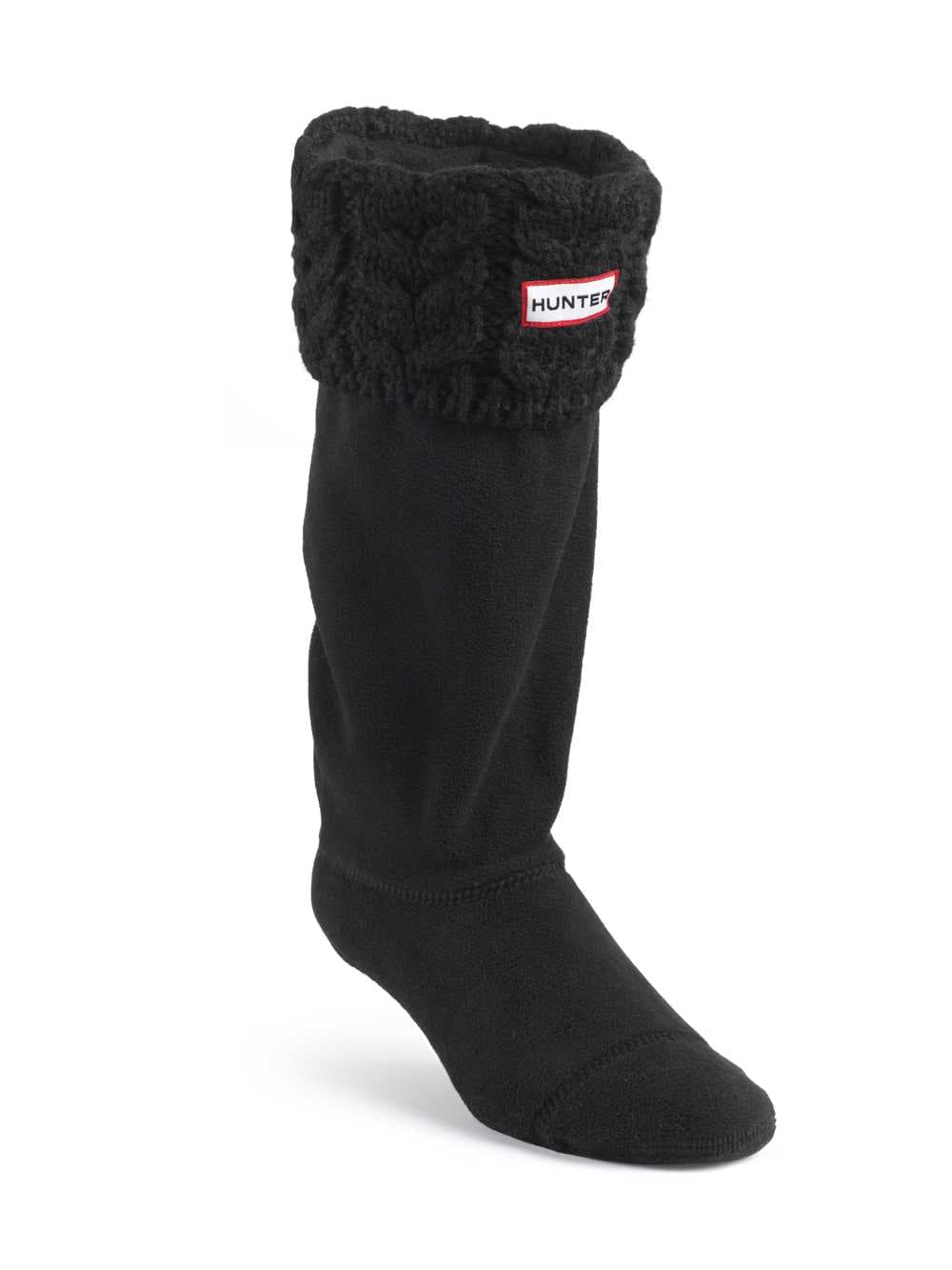 Hunter Chunky Cable Welly Warmers Socks in Black, view 1
