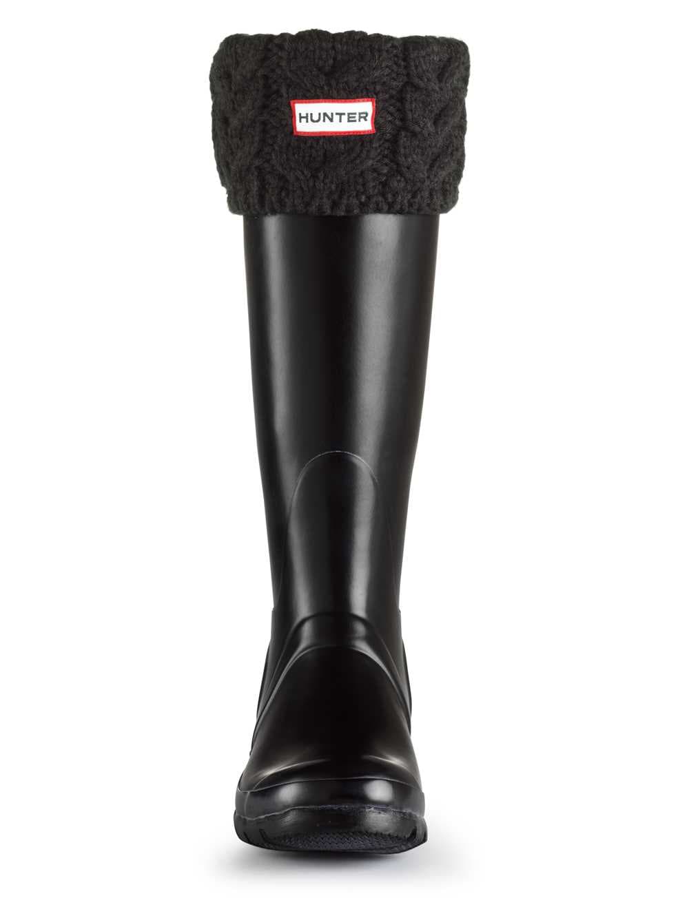 Hunter Chunky Cable Welly Warmers Socks in Black, view 2