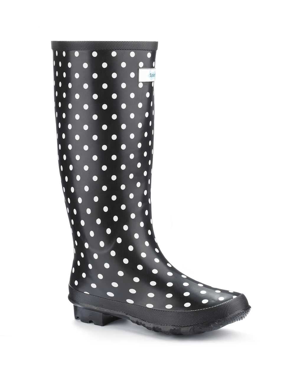 Miss Chic White Spot Splash Wellies (wide fit)