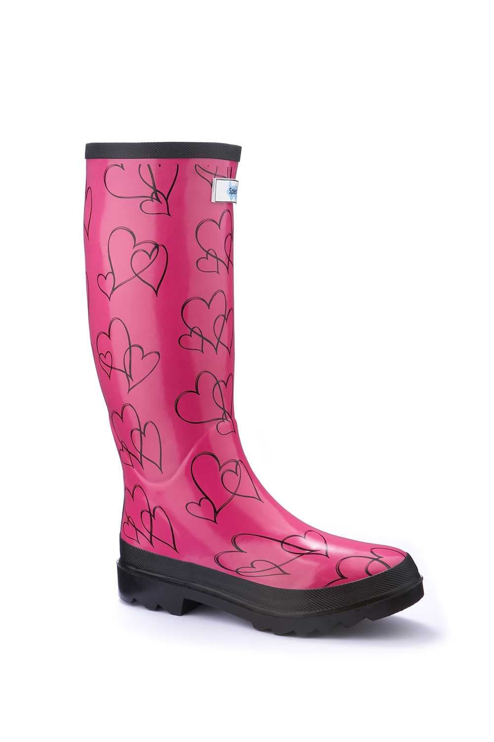 Miss Lovely Pink Hearts Splash Wellies (standard fit)