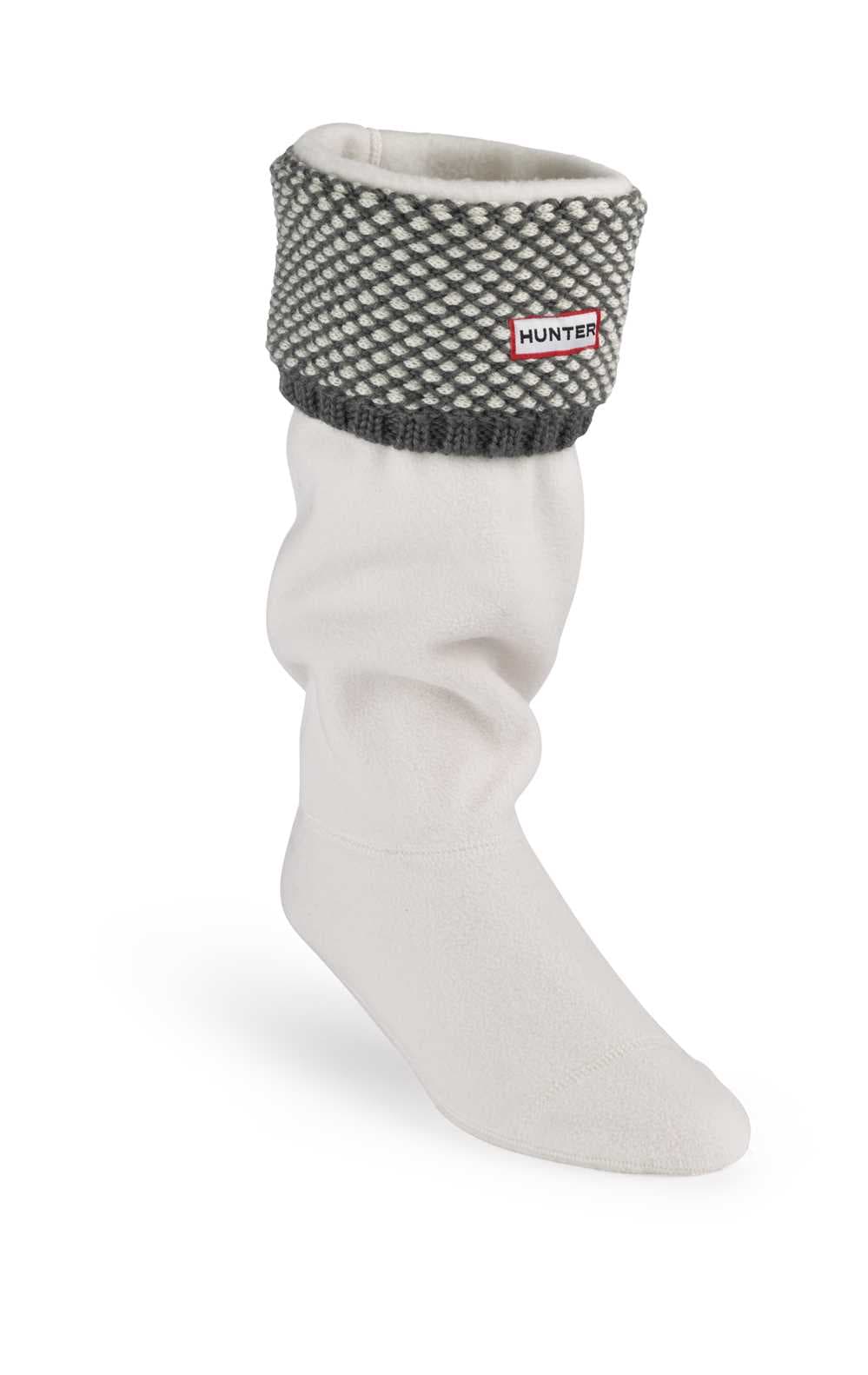 DISCONTINUED - Hunter Woven Stitch Cuff Welly Warmers Socks Graphite Cream