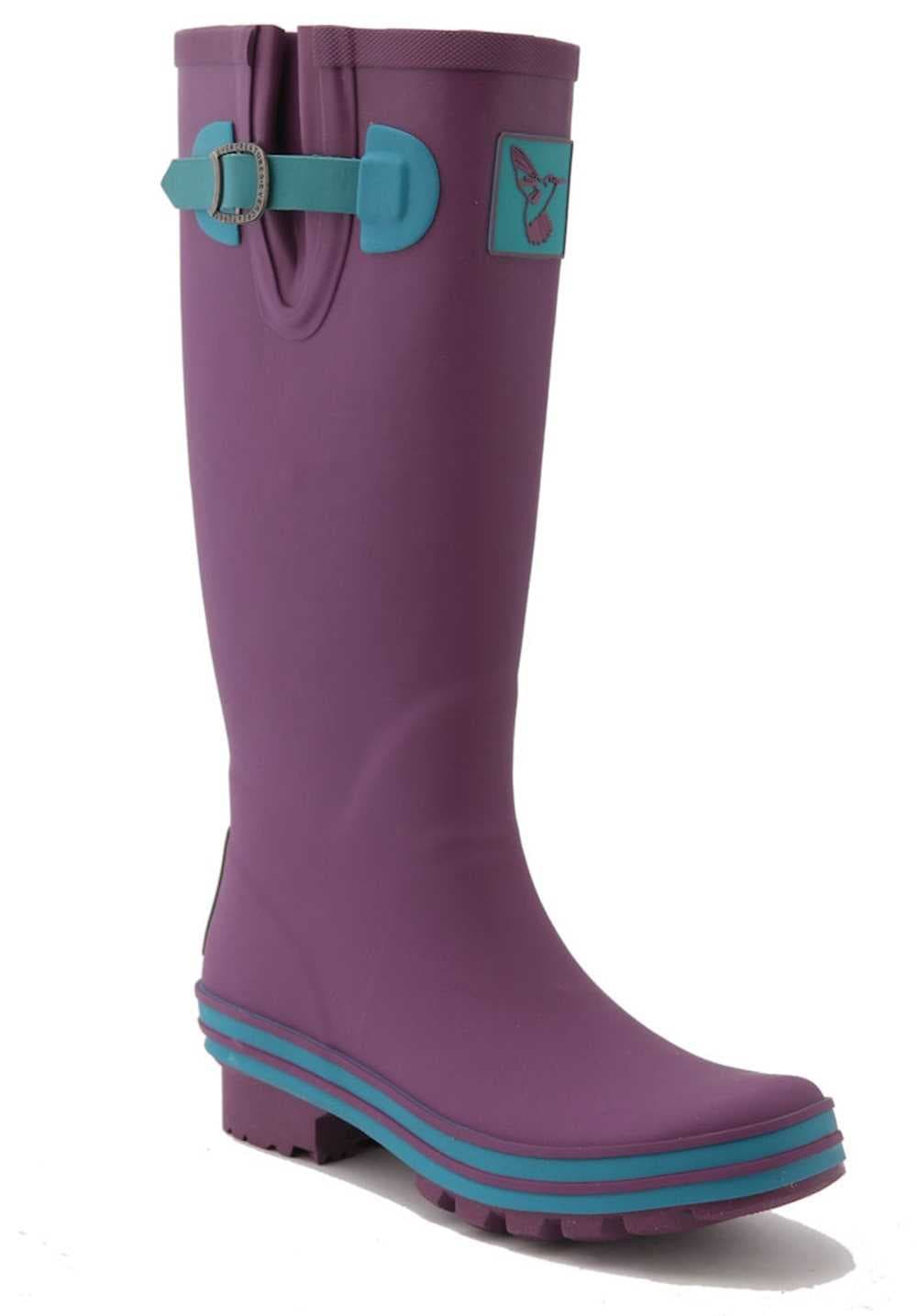 Evercreatures Eggplant Obsession Purple With Blue Trim Wellington Boots