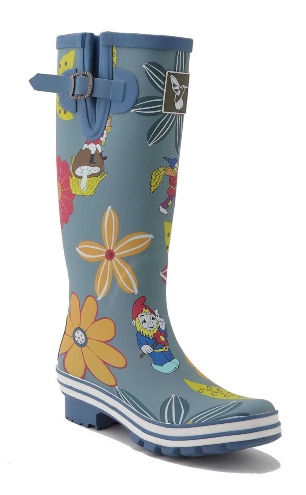 Evercreatures Gnome And Dahlia Blue Wellington Boots