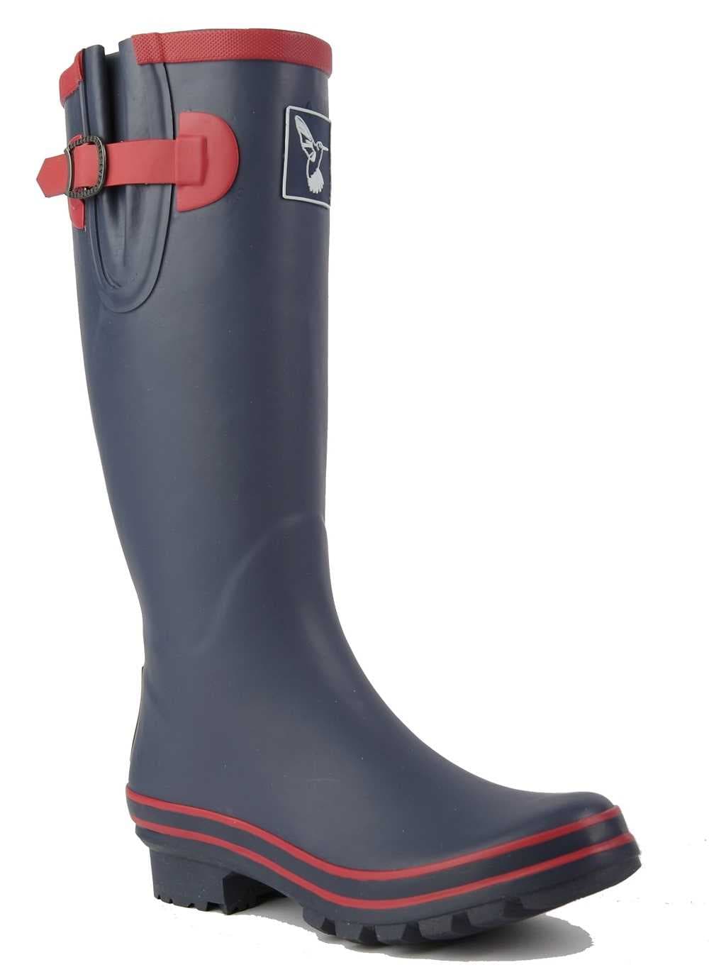 Evercreatures Navy With Raspberry Trim Wellington Boots
