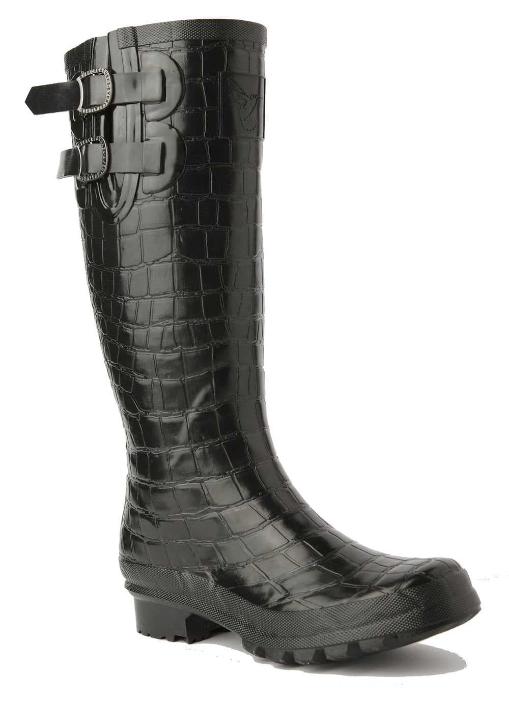 Evercreatures Niloticus Black Croc Wellington Boots