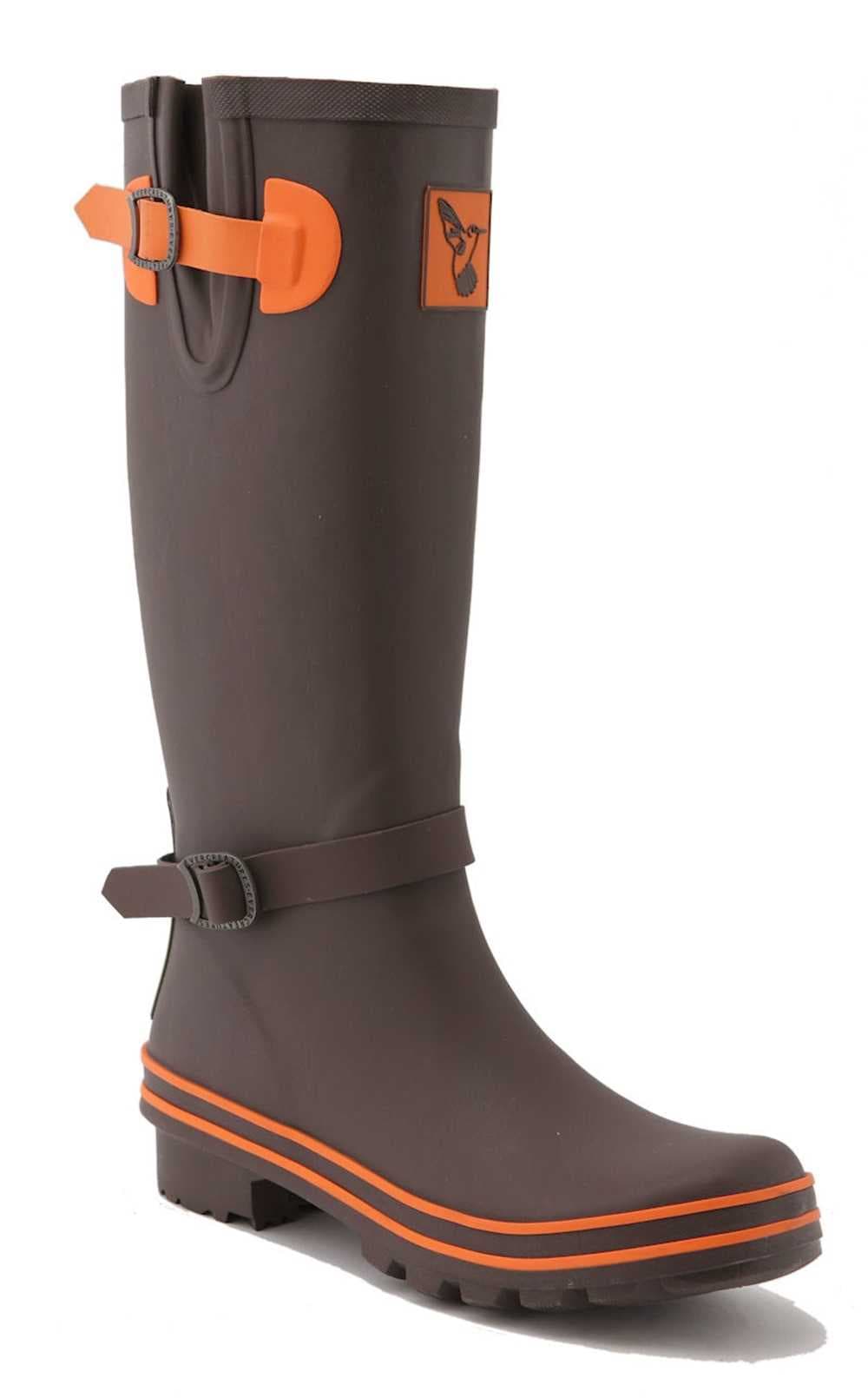 Evercreatures Terracotta Brown With Orange Trim Wellington Boots