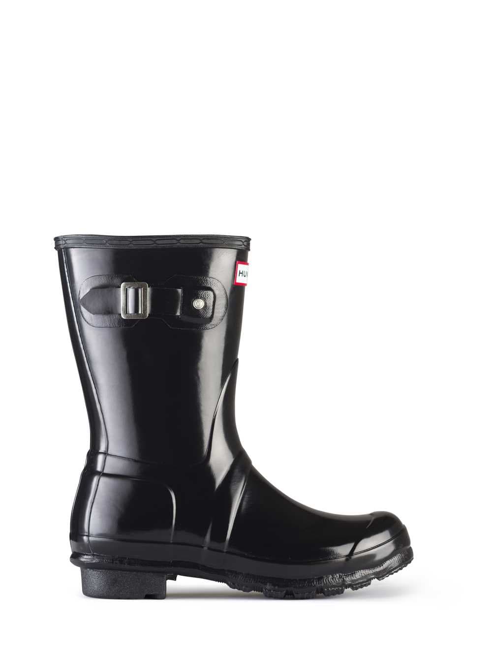 Hunter Original Short Gloss Wellington Boots in Black