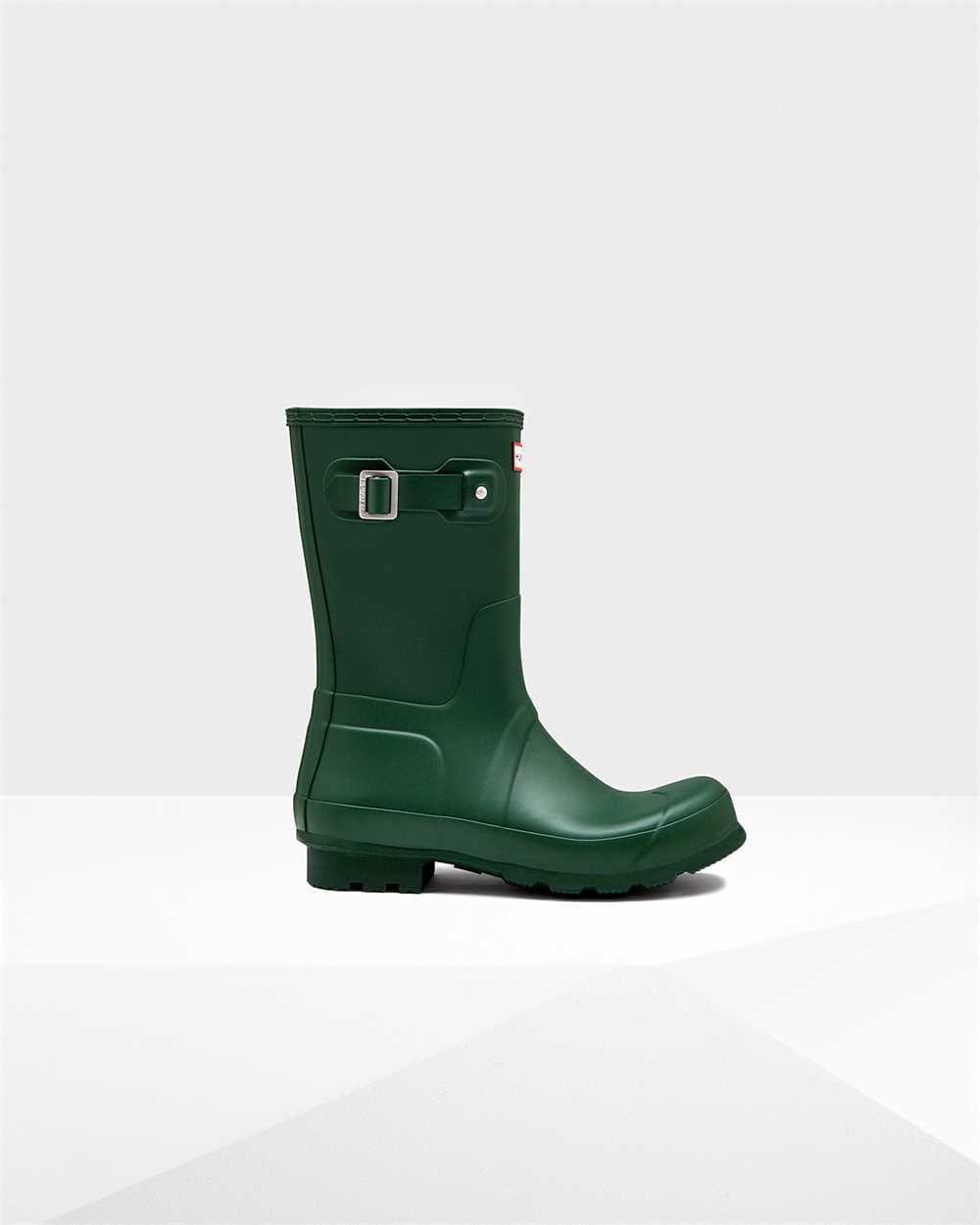 Hunter Original Short Mens Classic Wellington Boots in Hunter Green