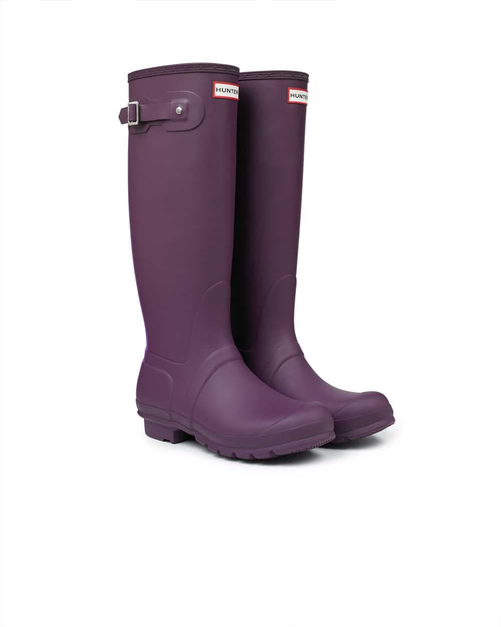 Hunter Original Stripe Bright Plum Wellington Boots