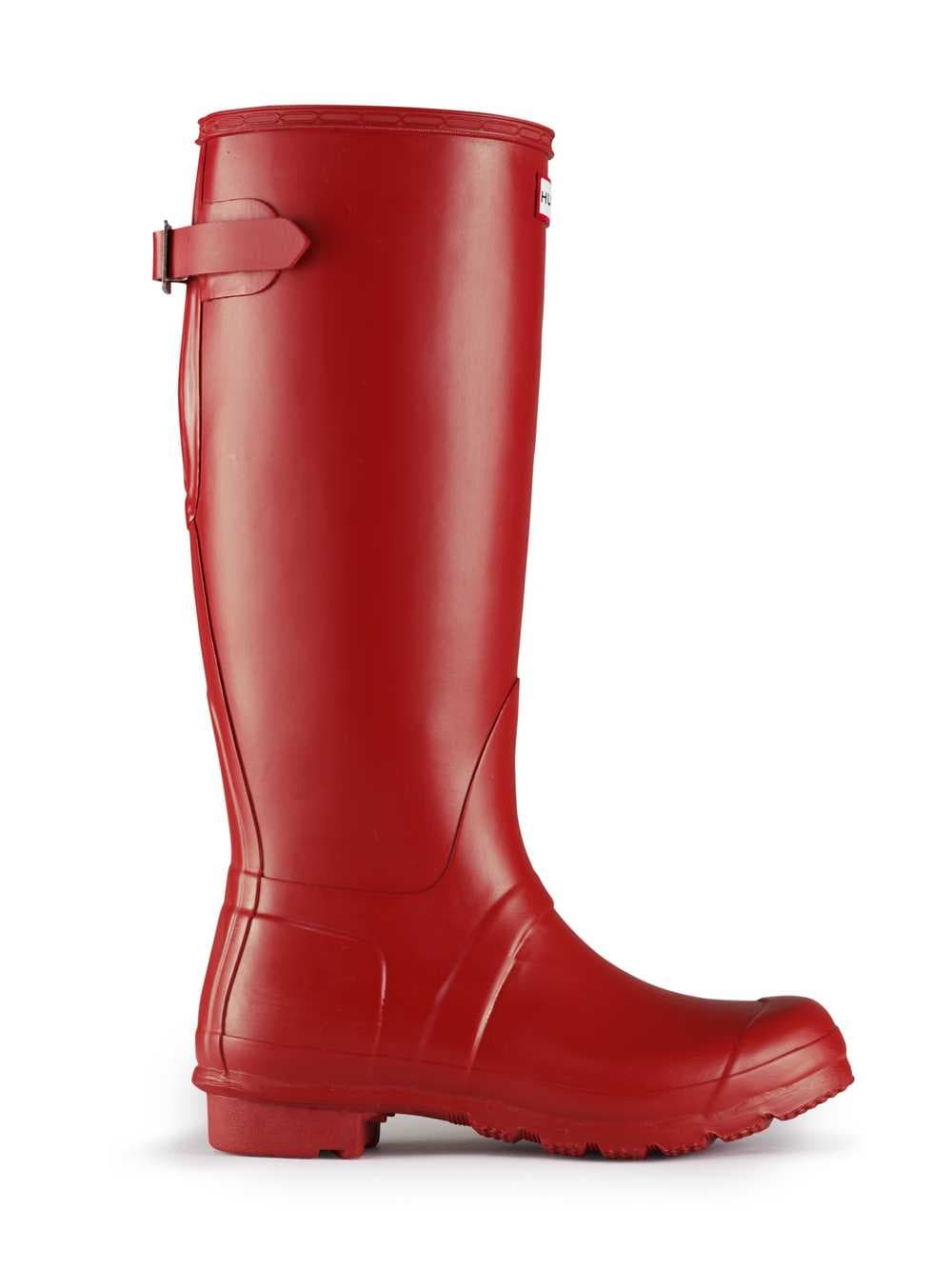 Hunter Original Tall Adjustable Calf Wellington Boots - Rear (Back) Adjustable in Red, view 1