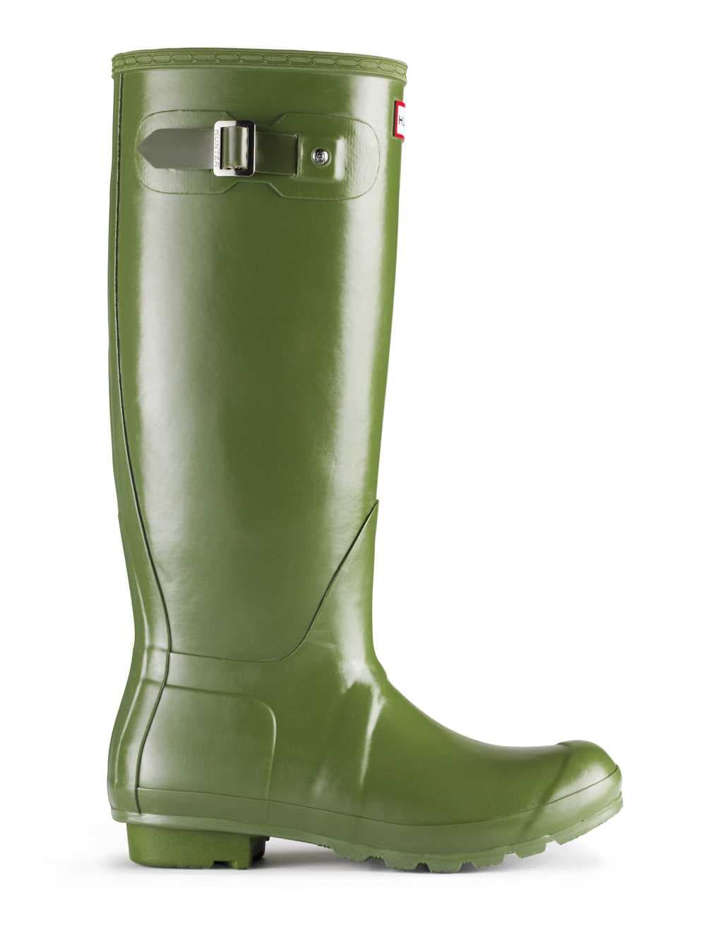 Hunter Original Tall Leather Lined Vintage Green Wellington Boots