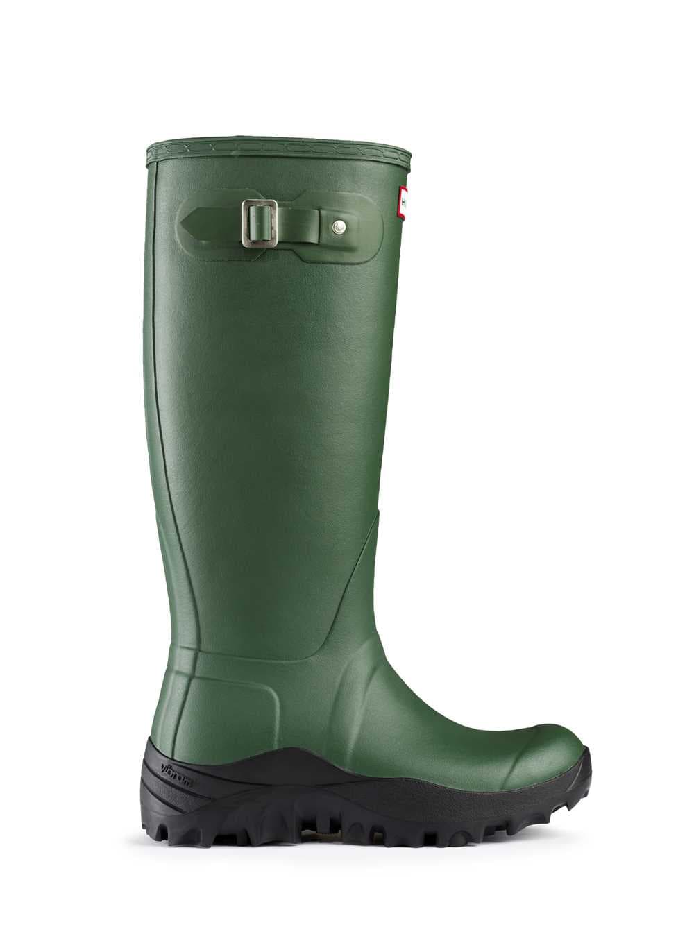Hunter Original Tall Snow 4mm Insulated Neoprene Wellies with Vibram Sole in Green, view 1