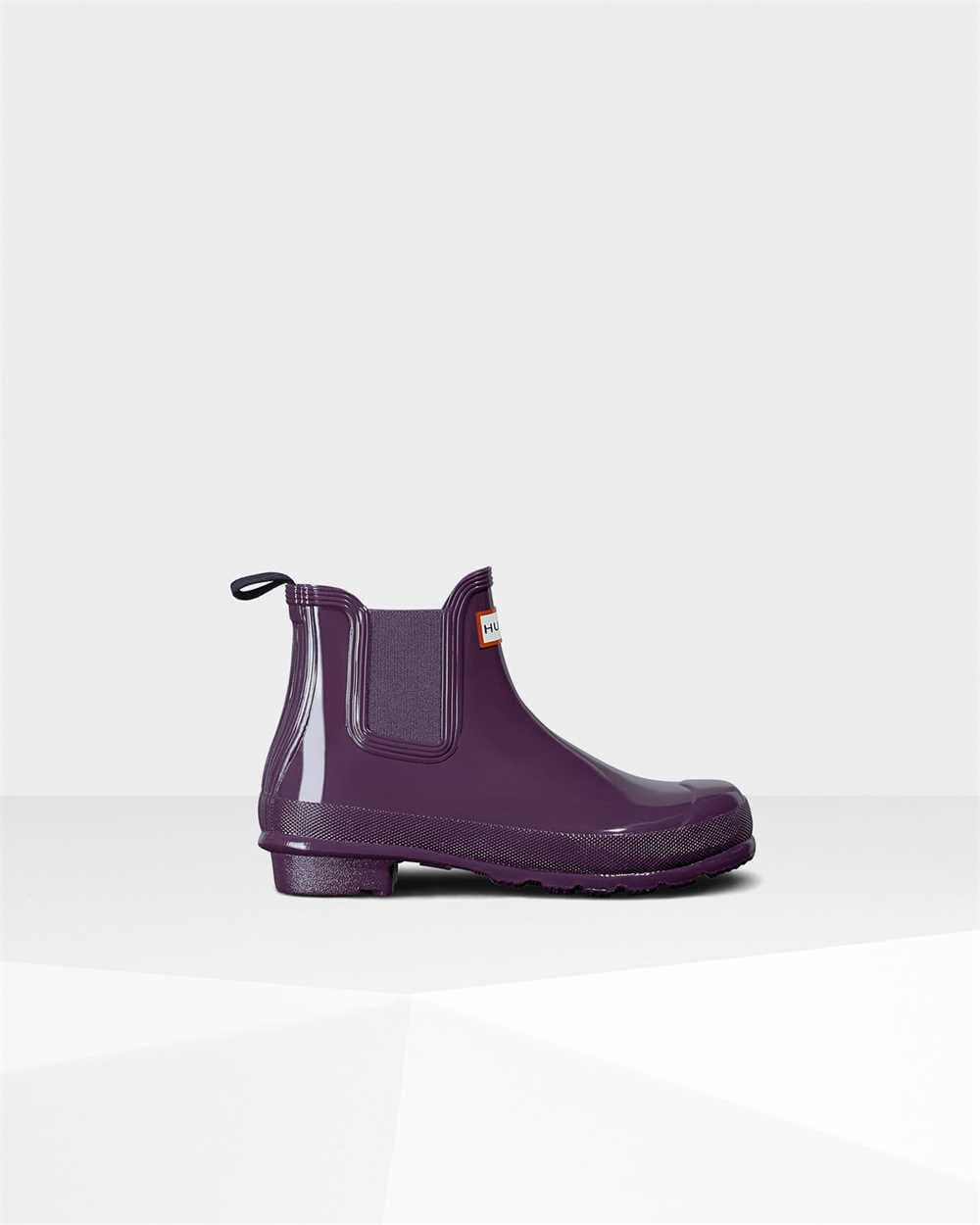 Hunter Women's Original Gloss Purple Urchin Chelsea Boots