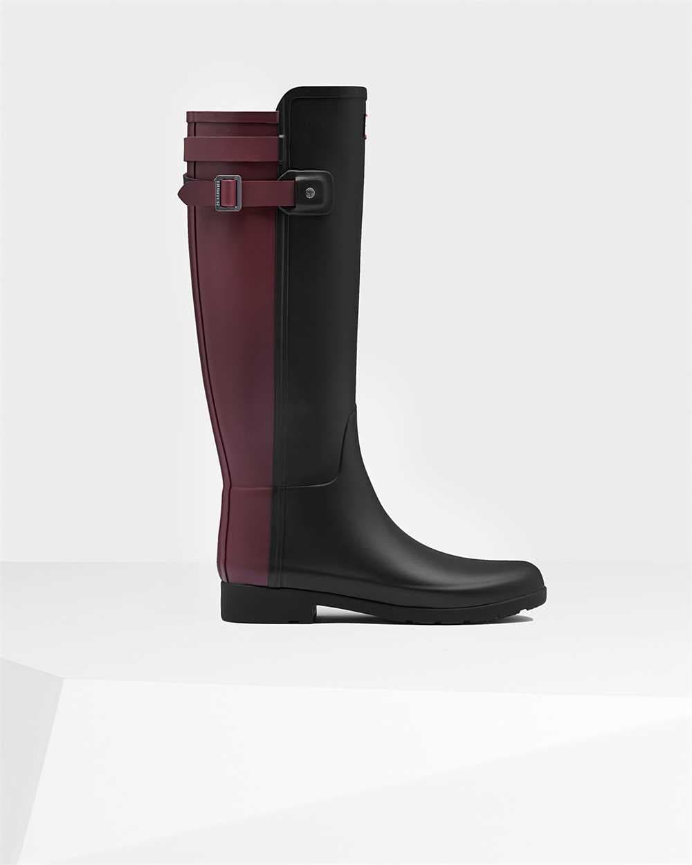 Hunter Women's Original Refined Backstrap Black Dulse Wellington Boots