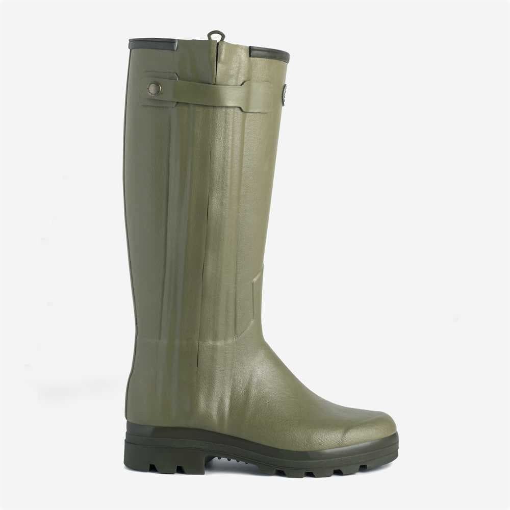 Le Chameau Chasseur Rubber Boots Italian Leather Lined Wellingtons Full Length Zip