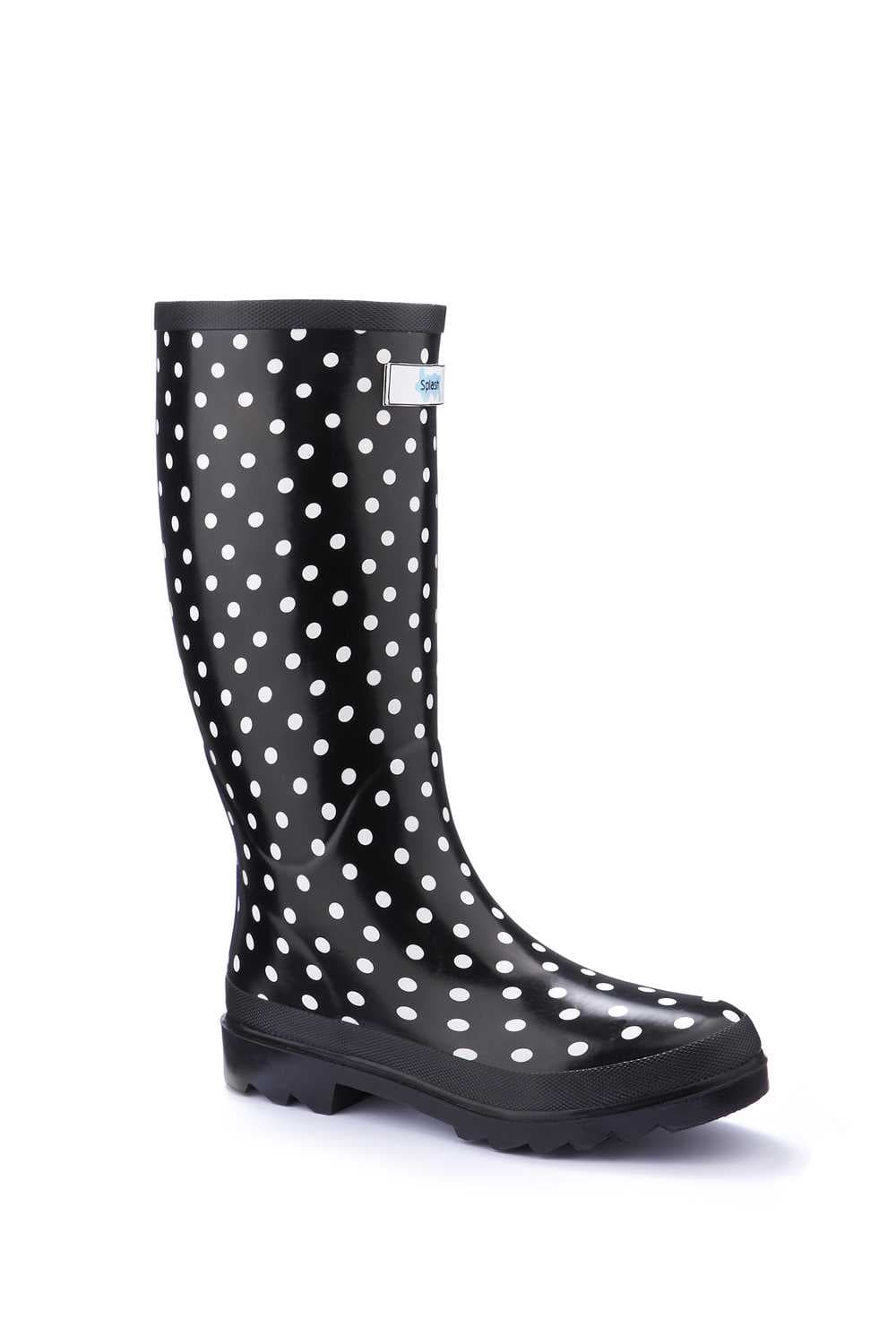 Miss Chic White Spot Splash Wellies (standard fit)